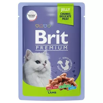 BRIT Premium Cat Adult Корм влаж.ягненок в желе д/кошек пауч 85г