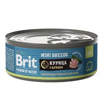 BRIT Premium by Nature Dog Adult Mini Корм влаж.курица с цукини д/собак мелких пород конс.100г