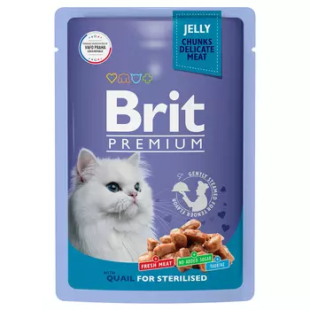 BRIT Premium Cat Sterilised Корм влаж.перепёлка в желе д/стерилизованных кошек пауч 85г
