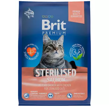 BRIT Premium Cat Sterilised Salmon&Chicken Корм сух.лосось,курица д/стерил.кошек 2кг