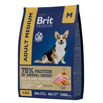 BRIT Premium Dog Adult Medium Корм сух.курица д/собак средних пород 15кг