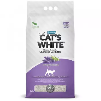 CAT'S WHITE Lavender Наполнитель комкующийся с нежным ароматом лаванды д/кошек 5л