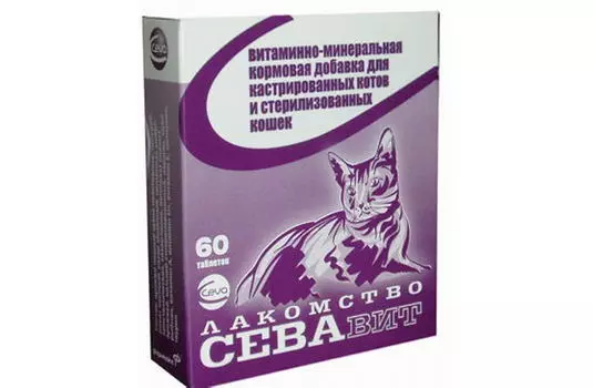 CEVA Севавит Лакомство со вкусом курицы д/кастр. и стер.кошек 60таб