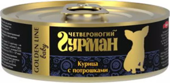 ЧЕТВЕРОНОГИЙ ГУРМАН Курочка с потрошками в желе Корм влаж.д/щенков конс.100г