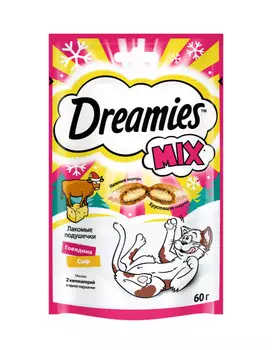 DREAMIES Лакомые подушечки говядина и сыр д/кошек 60г