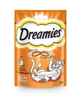 DREAMIES Лакомые подушечки с курицей д/кошек 200г