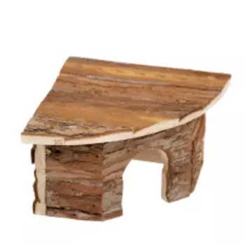 DUVO+ Домик для грызунов деревянный, угловой, коричневый, 16x16x11см (Бельгия)