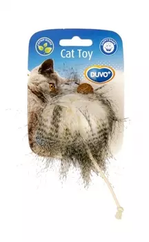 DUVO+ Игрушка для кошек мягкая с кошачьей мятой "Пушистик с глазками", бежевая (Бельгия)
