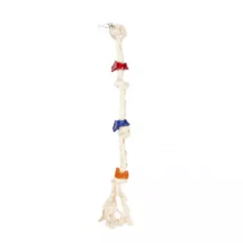 DUVO+ Игрушка для птиц "Канат с узелками и игрушками", красно-прозрачная, 28см (Бельгия)!!