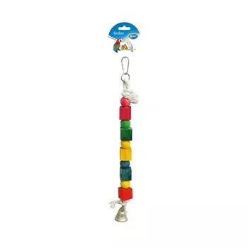 DUVO+ Игрушка для птиц "Подвеска хлопковая с кубиками и шарами", разноцветная, 35см (Бельгия)