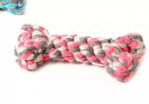 DUVO+ Игрушка для собак веревочная "Мини кость", розовая, 8см (Бельгия)