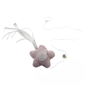 DUVO+ Игрушка - дразнилка для кошек на резинке "Звездочка с колокольчиком", бежевая, 17.5x6.5x3см