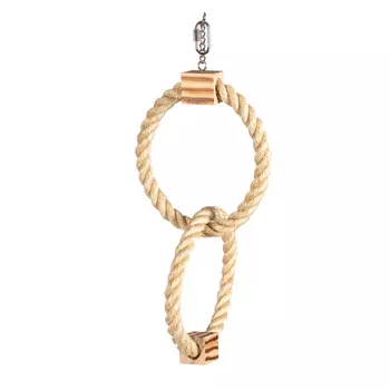 DUVO+ Качели для птиц "Двойное верёвочное кольцо с деревянными блоками", бежевые, 42см (Бельгия)