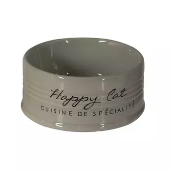 DUVO+ Миска для животных керамическая, "Happy Cat", серая, 10.5см/300мл (Бельгия)