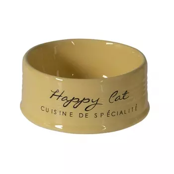 DUVO+ Миска для животных керамическая, "Happy Cat", жёлтая, 10.5см/300мл (Бельгия)