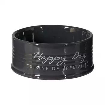 DUVO+ Миска для животных керамическая, "Happy Dog", чёрная, 14.5см/520мл (Бельгия)!