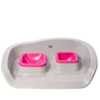 DUVO+ Миски пластиковые на подставке, "Twice&Nice", серо-розовый, 48x38x12см (Бельгия)!