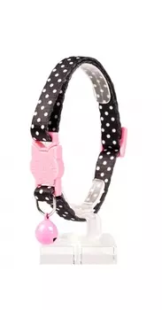 DUVO+ Ошейник для кошек нейлоновый "Белые точки", чёрный, 20-30см/10мм (Бельгия)