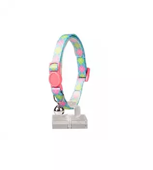 DUVO+ Ошейник для кошек нейлоновый "Квадрат шотландский", бирюзово-розовый, 20-30см/10мм (Бельгия)