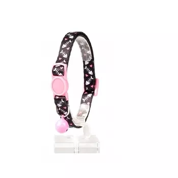 DUVO+ Ошейник для кошек нейлоновый "Рыбья кость", чёрно-розовый, 20-30см/10мм (Бельгия)