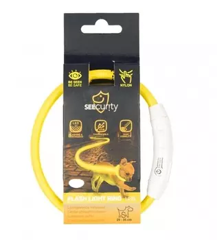 DUVO+ Ошейник для собак нейлоновый, светящийся, жёлтый, 45см (Бельгия)