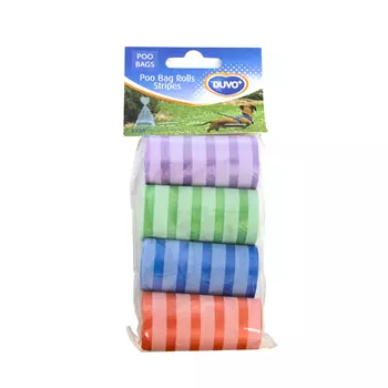 DUVO+ Пакеты для уборки за собакой "Полоски", разноцветные, 33х20см, 4x20шт (Бельгия)