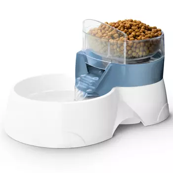 EBI Автопоилка - кормушка для животных 2 в 1 "Pet Feeder", бело-голубая, 28x19x17см (Нидерланды)