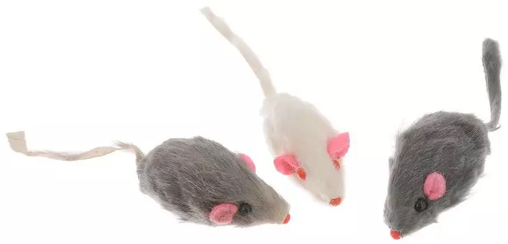EBI Игрушка для кошек из натурального меха с погремушкой "Мышь", в ассортименте, 70мм (Нидерланды)