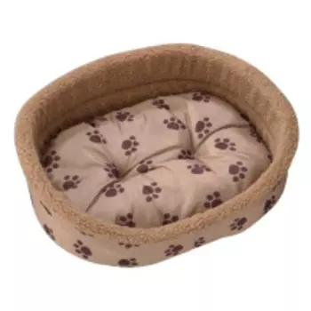 EBI Лежак для животных овальный с бортиками "Лапка", бежевый, 50см (Нидерланды)!