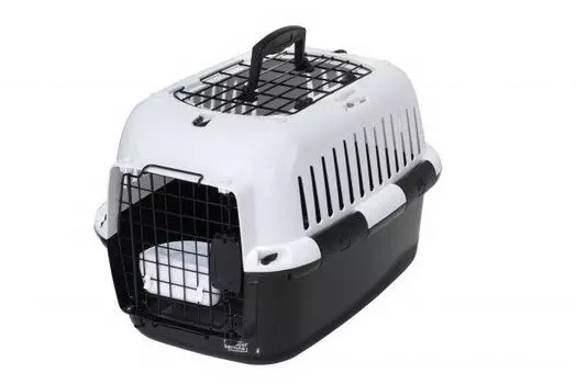 EBI Переноска для животных пластиковая с миской "Adventurer", черно-белая, 49х32х32см