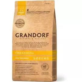 GRANDORF Adult Mini 4Meat &amp; Brown Rice Корм сух. 4 вида мяса с бурым рисом д/собак мелких пород 1кг