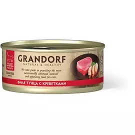 GRANDORF Корм влаж. филе тунца с креветками д/кошек 70г, консервы
