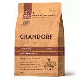 GRANDORF Med&Maxi Adult Duck/Turkey Корм сух.утка,индейка д/собак средних и крупных пород 3кг