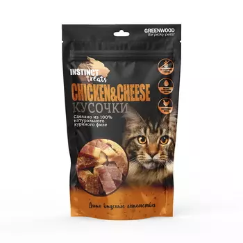GREENWOOD INSTINCT TREATS Лакомство для кошек "Курица и сыр", кусочки, 50гр