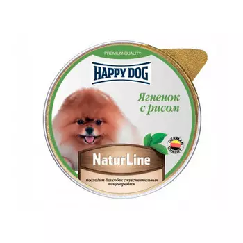HAPPY DOG Natur Line Корм влаж.ягненок с рисом паштет д/собак 125г