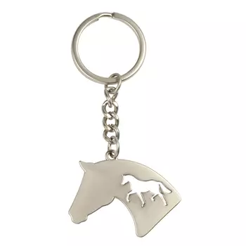 HappyROSS Брелок металлический "Голова лошади" серебряный, 45х33мм (Германия)