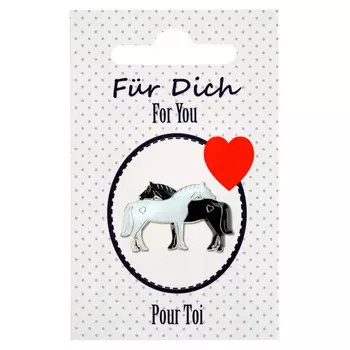 HappyROSS Значок металлический "Две лошади", чёрно-белый, 30х25мм (Германия)