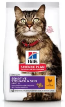 HILLS Science Plan Adult Sensitive Stomach/Skin Корм сух.д/кошек c чувств.кожей и желуд.1,5кг