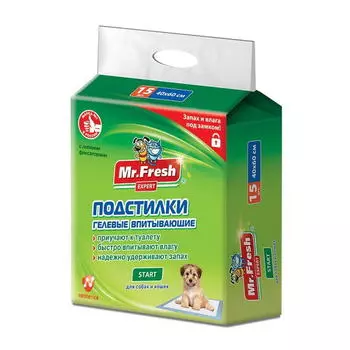 ЭКОПРОМ MR.FRESH Expert Start Подстилки гелевые впитыв.зеленые 90*60см 8шт/уп