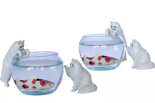 KLIMA Кошки персидские с аквариумом, КОМПЛЕКТ, 6см (Франция)
