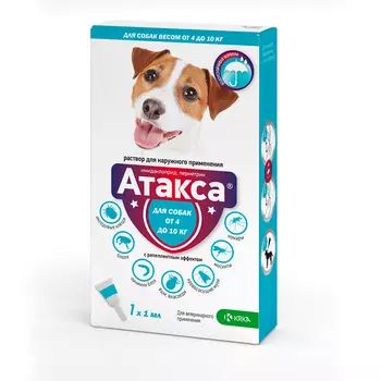 KRKA АТАКСА Капли на холку д/собак 4-10кг 1,0мл 1пип/уп.