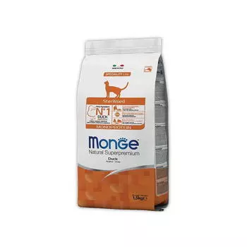 MONGE Cat Sterilised Duck Корм сух.с уткой д/стерилизованных кошек 1,5 кг
