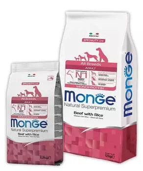 MONGE Dog All Breeds Корм сух. говядина с рисом д/ собак всех пород 2,5кг