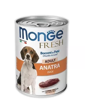 MONGE Dog Fresh Chunks in Loaf Корм влаж. мясной рулет утка д/собак конс.400г