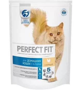 PERFECT FIT In-home Корм сух.с курицей д/домашних кошек 190г
