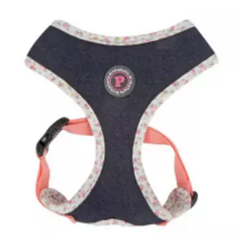 PINKAHOLIC Шлейка для собак "Vafara", джинса с белым кантом, M (Южная Корея)!