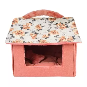 PINKAHOLIC Домик для животных с ручкой "Zinnia House", розовый, 43х36х40см (Южная Корея)!