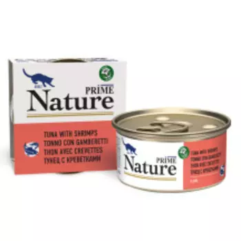 PRIME NATURE Корм влаж.тунец с креветками в желе д/кошек конс.85г