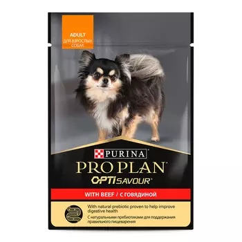 PRO PLAN Adult Корм влаж.говядина соус д/собак пауч 85г