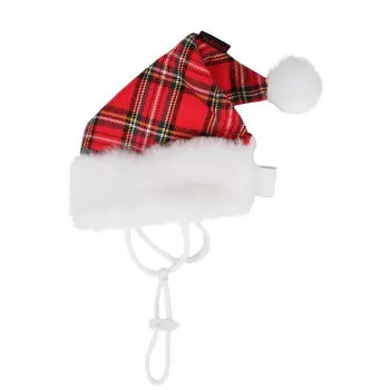 PUPPIA Колпак для собак новогодний "Santa", красная клетка, XL (Южная Корея)